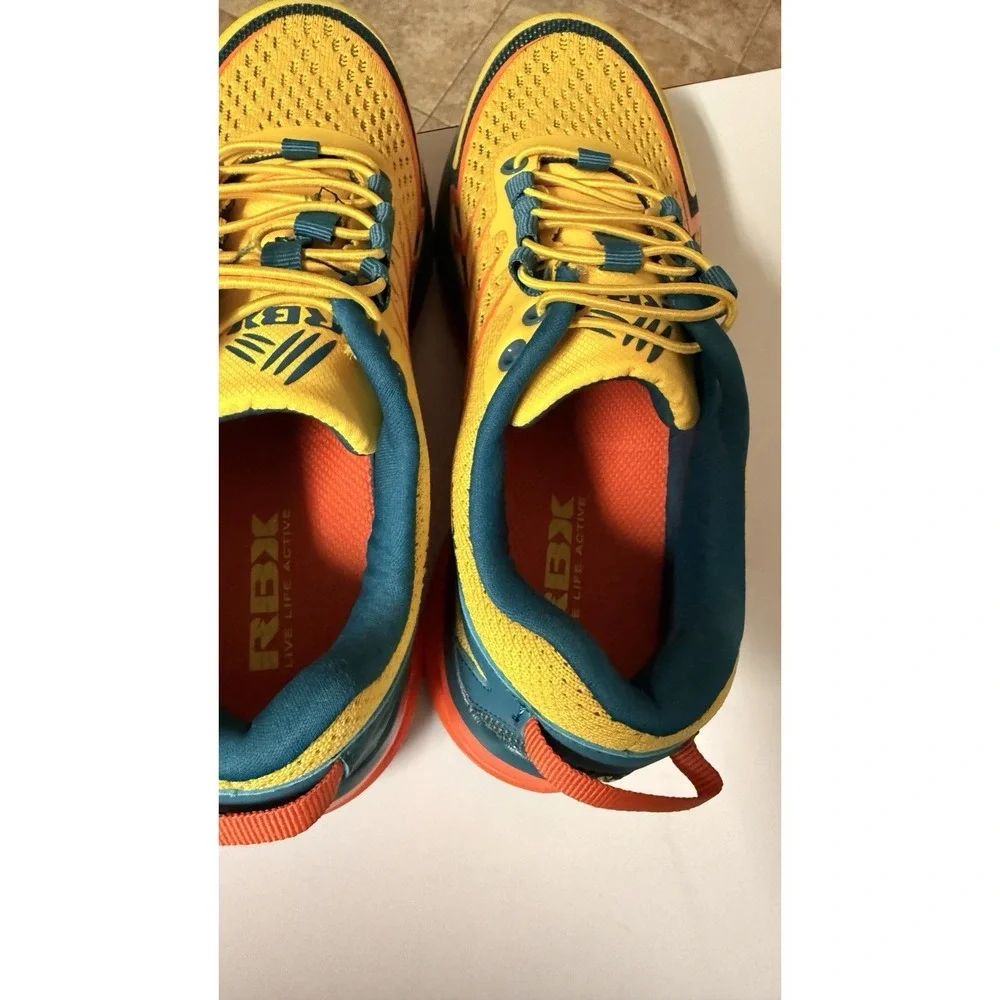 RBX Active Men's Running Shoes US 7 Yellow Orange Teal Athletic Sneakers Mesh